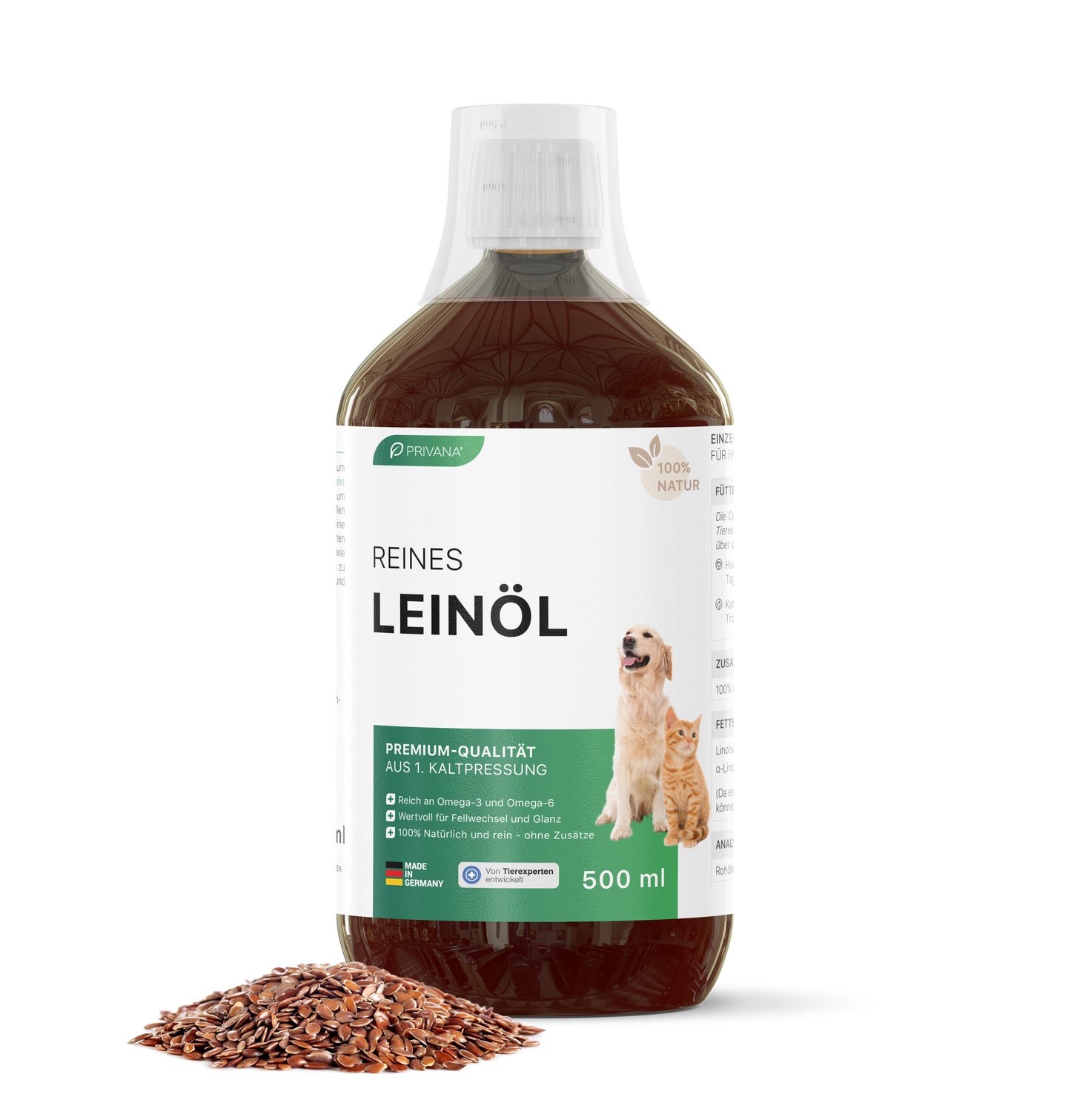 100% Reines Leinöl für Hunde & Katzen (500ml)