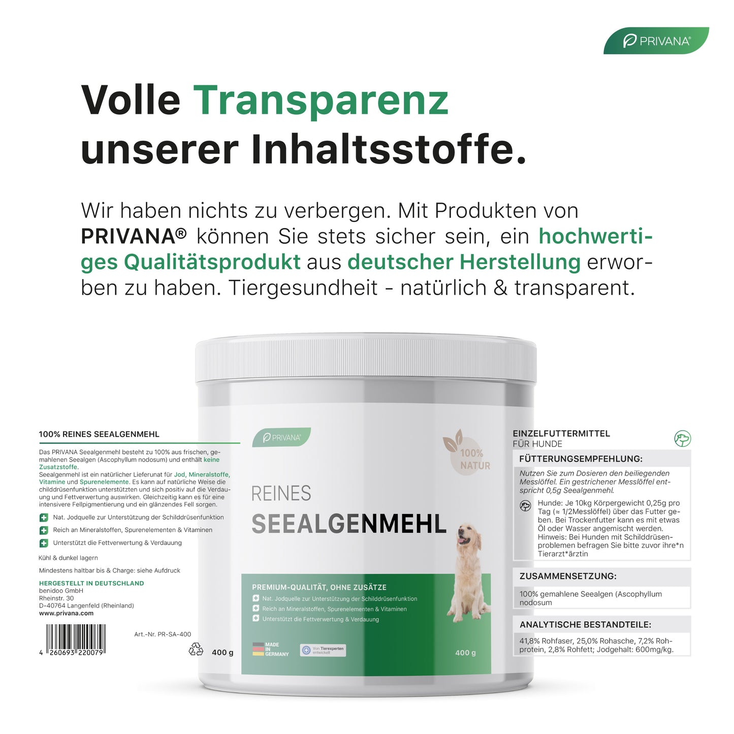 Reines Seealgenmehl für Hunde (400g)