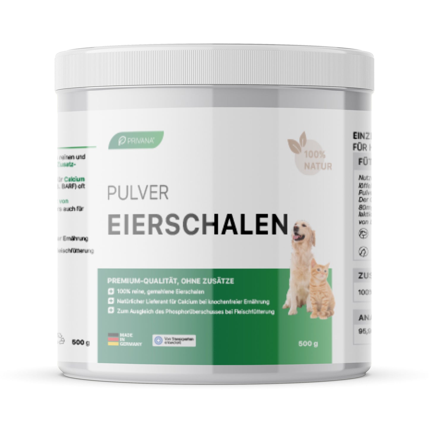 Reines Eierschalenpulver für Hunde & Katzen fein (500g)