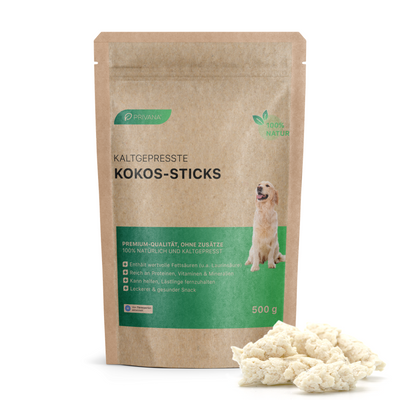 Kokos-Sticks für Hunde - Gesunder Snack aus Kokospresskuchen (500g)