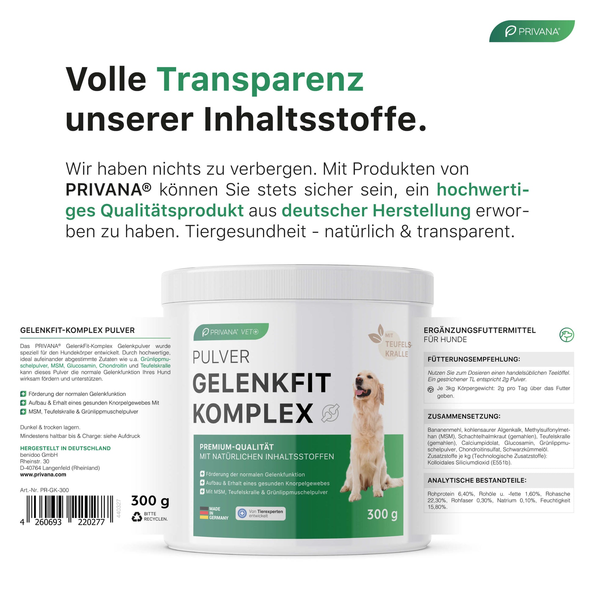 GelenkFit-Komplex Pulver für Hunde – PRIVANA